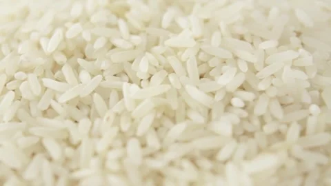 Long white rice. Side view. Close-up. Rotation. Stock Footage 301913927