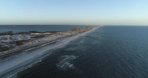 Long white sand beach stretching off into the distance Pensacola drone aerial 4K Stock Footage 111415305