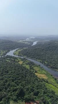 Long winding river from sky Stock Photos