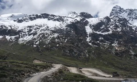 Long winding roads to Zero Point, Sikkim, India Stock Photos