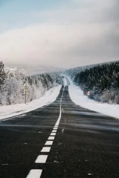 Long winter road Stock Photos