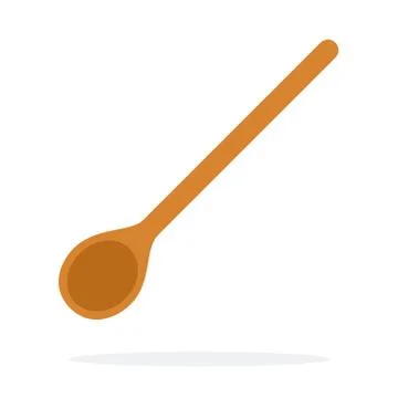 Long wooden spoon vector flat isolated Stock Illustration