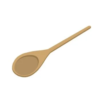 Long wooden spoon vector flat isolated Stock Illustration