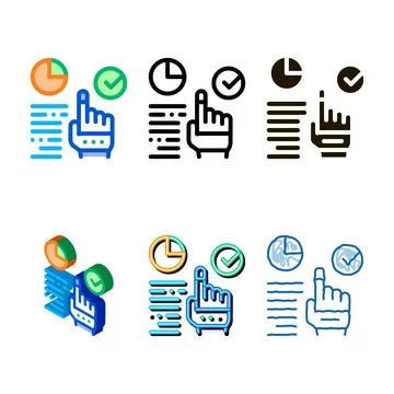 Long workflow management icon vector outline pack Stock Illustration