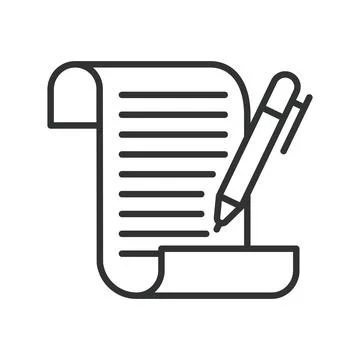 Long writing, icon in line design. Long writing, manuscript, content creation イラスト素材