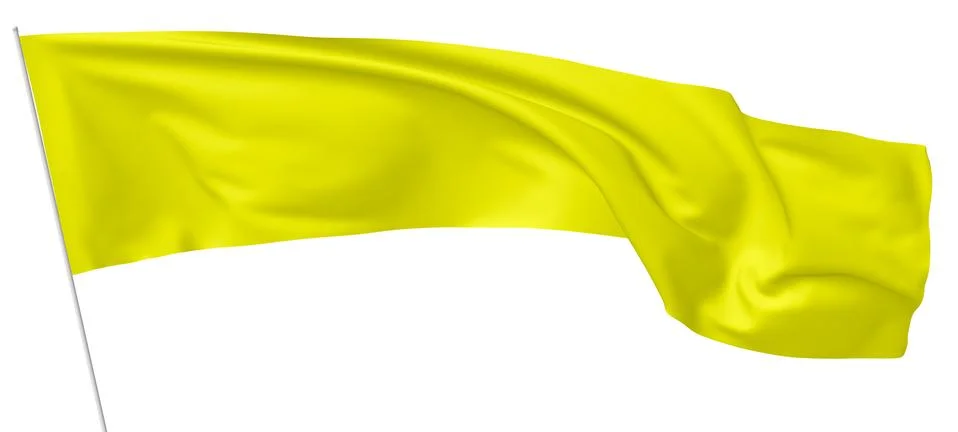 Long yellow flag on flagpole. Illustrazione stock