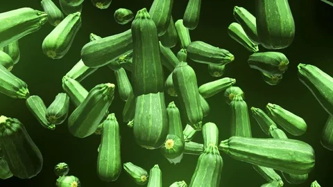 Long Zucchini Floating on a Black Background Stock Footage 72299626