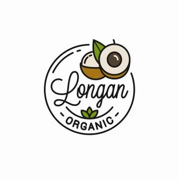 Longan fruit logo. Round linear of longan slice Stock Illustration
