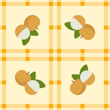 Longan fruit seamless for pattern fabric, simple longan fruit cute repeat i.. イラスト素材