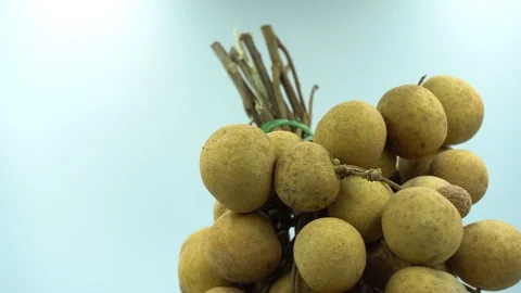 Longan fruit with white background. Dimocarpus longan has a sweet taste. Stock Footage 124029744