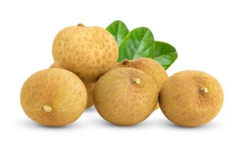 Longan  with leaf isolated on white Stock Photos