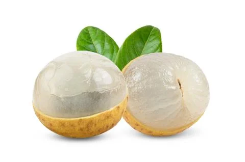 Longan  with leaf isolated on white Stock Photos