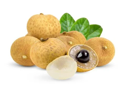 Longan  with leaf isolated on white Stock Photos