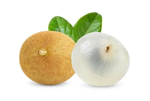 Longan  with leaf isolated on white Stock Photos