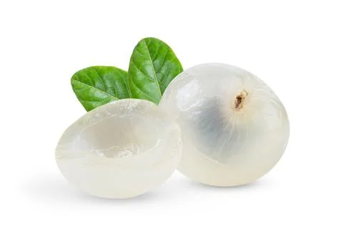 Longan  with leaf isolated on white Stock Photos