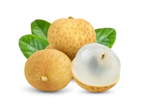 Longan  with leaf isolated on white Stock Photos