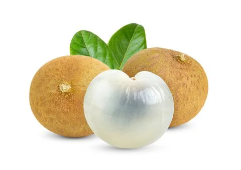 Longan  with leaf isolated on white Stock Photos