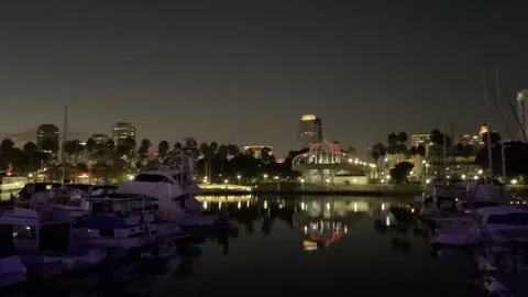 Longbeach marina at night Stock Footage 297169587