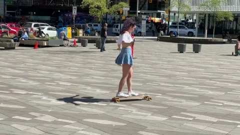 Longboard at the Art Gallery Stock Footage 172041427