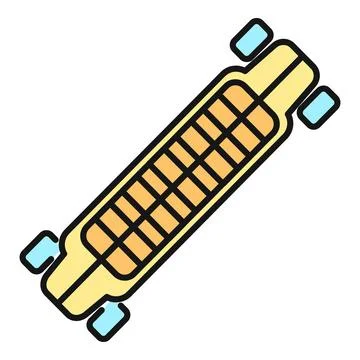Longboard flat line icon on white background Stock Illustration