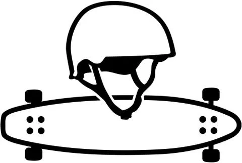 Longboard with helmet Stock Illustration