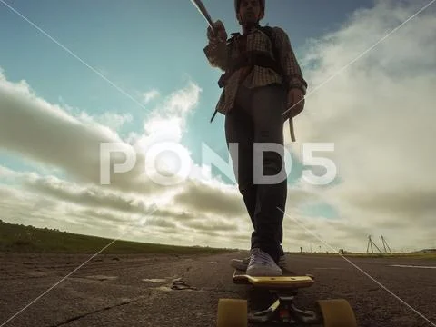 Longboard journey close-up, Stock Photos