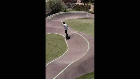 Longboard skate pump track surf Stock Footage 221572489