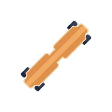 Longboard skateboard deck with wheels lying top view vector illustration Stock Illustration