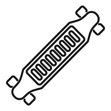 Longboard top view showing its wheels and deck Stock Illustration