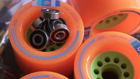 Longboard WHEEL for board assembling skateboard, sport skateboarding, extreme Stock Footage 89245336