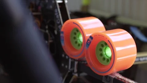Longboard wheels for board assembling skateboard, sport skateboarding, extreme Stock Footage 89050055