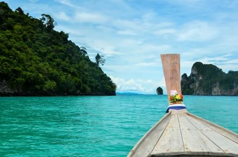 Longboat view koh phi phi Stock Photos