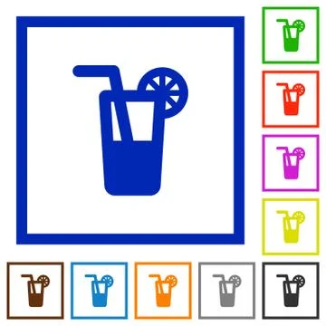 Longdrink framed flat icons Stock Illustration