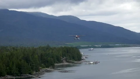 Longer Version of Sea Plane Leaving Ketchikan, Alaska Stock Footage 234041276