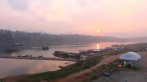 Longest bamboo bridge Stock Footage 48638855