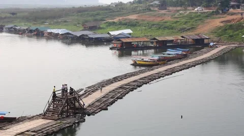 Longest bamboo bridge Stock Footage 48639027