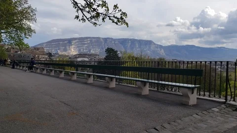 Longest bench Stock Footage 122342229