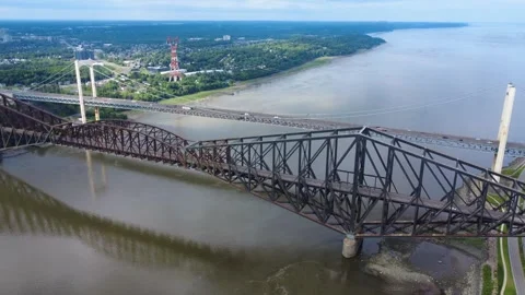 The longest cantilever bridge in the world, the Quebec Bridge. Stock Footage 320243155