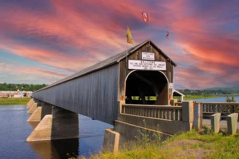 The longest covered bridge in the world in Hartland, NB, Canada Stock Photos