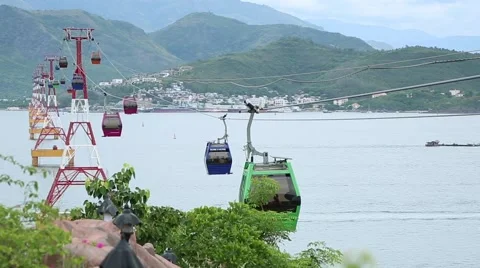 The longest ropeway between the Islands Stock Footage 65376529