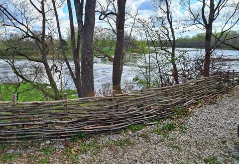 The longest waterfall on the Venta River in the first days of spring Stock Photos