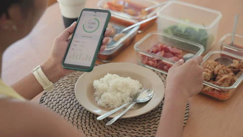 Longevity anti-aging medication calorie tracking counting online diet planner 스톡 동영상 325866448