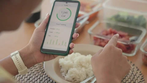 Longevity anti-aging medication calorie tracking counting online diet planner Stock Footage 325866549