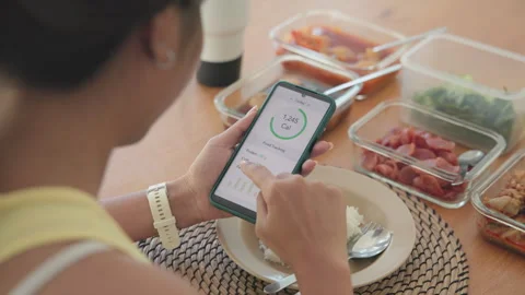 Longevity anti-aging medication calorie tracking counting online diet planner 스톡 동영상 329538477