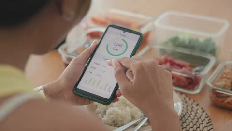 Longevity anti-aging medication calorie tracking counting online diet planner 스톡 동영상 329538524