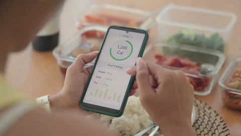 Longevity anti-aging medication calorie tracking counting online diet planner 스톡 동영상 329538549