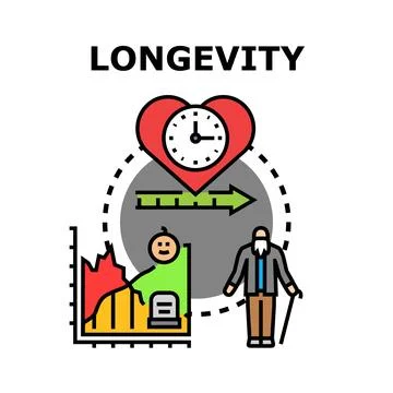 Longevity concept illustrating life progress and aging process Stock Illustration