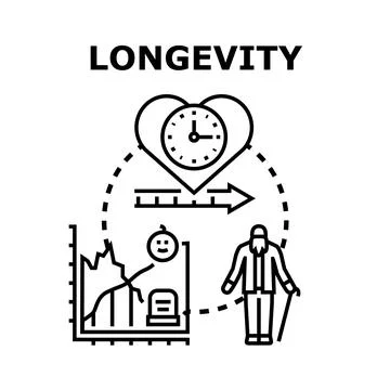 Longevity concept illustrating life progress and aging process Stock Illustration