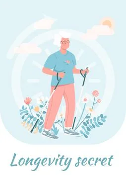 Longevity secret poster flat vector template Stock Illustration