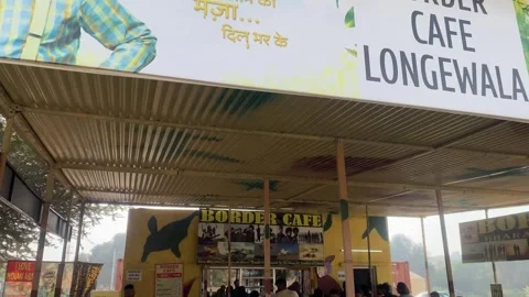 Longewala Border Cafe People sitting and eating food. Stock Footage 282792480